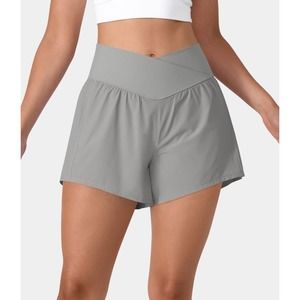 Halara Crossover 2 in 1 Yoga Hidden Side High Waisted Shorts Pocket Women S